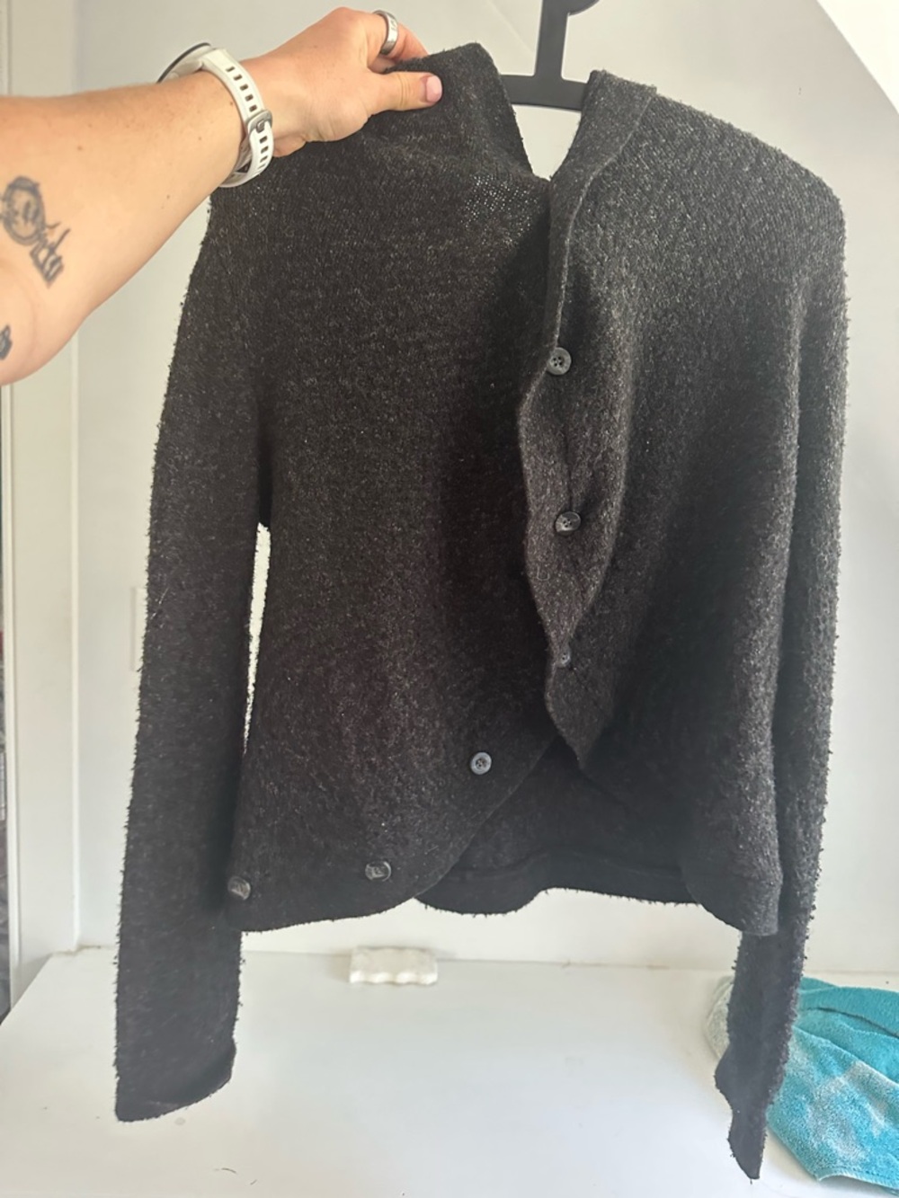 BCBGMaxAzria Black Textured Button Front Blazer Jacket